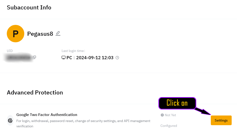 2FA Settings Page