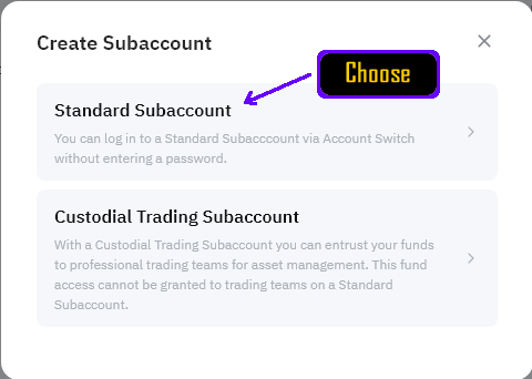 Standard Sub Account Selection